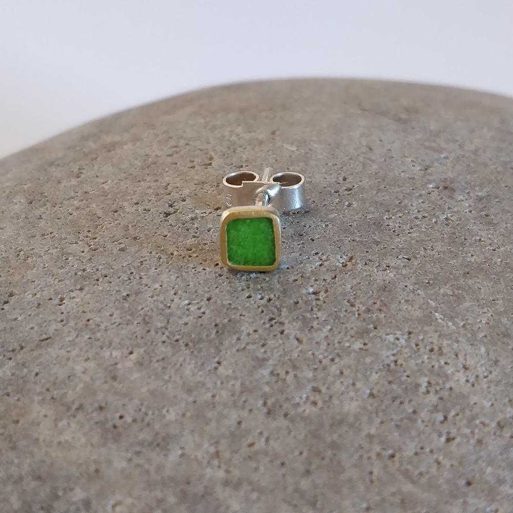 Earring stud - Lime square